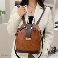 Sac à dos marron en simili cuir Sac à dos marron en simili cuir - Sac Roche ™